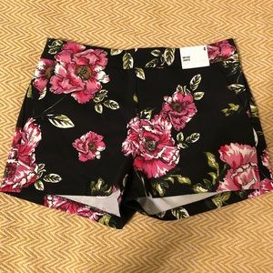 Express Black & pink floral shorts